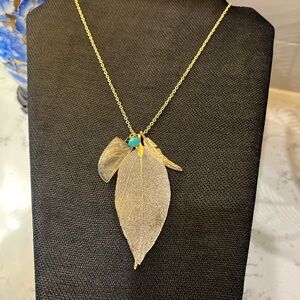 Gold Leaf Pendant & Charm Necklace